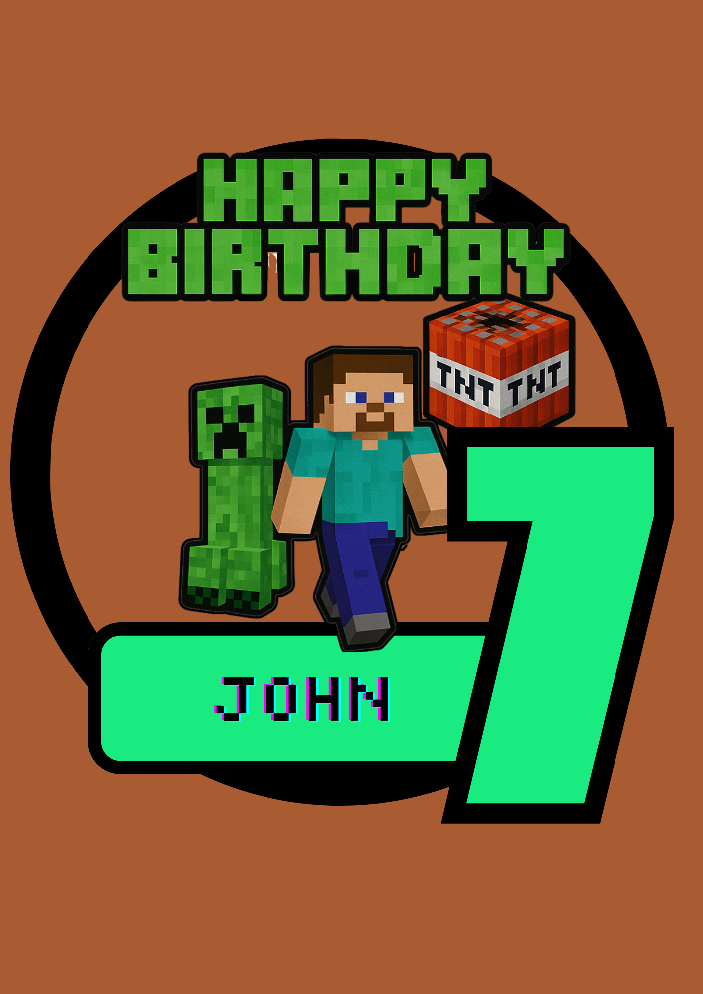 Mine Craft Editable Template for a Cake Topper - Merch And Co