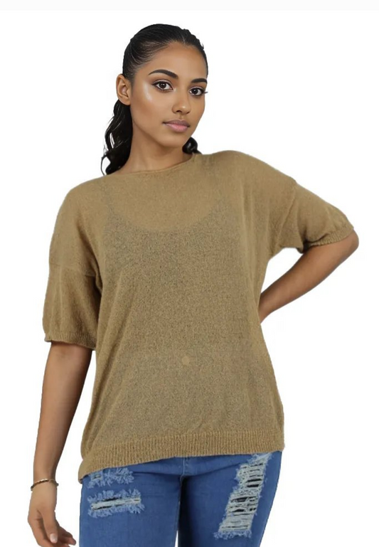 Sheer Loose Short Sleeve Top - Merch And Co