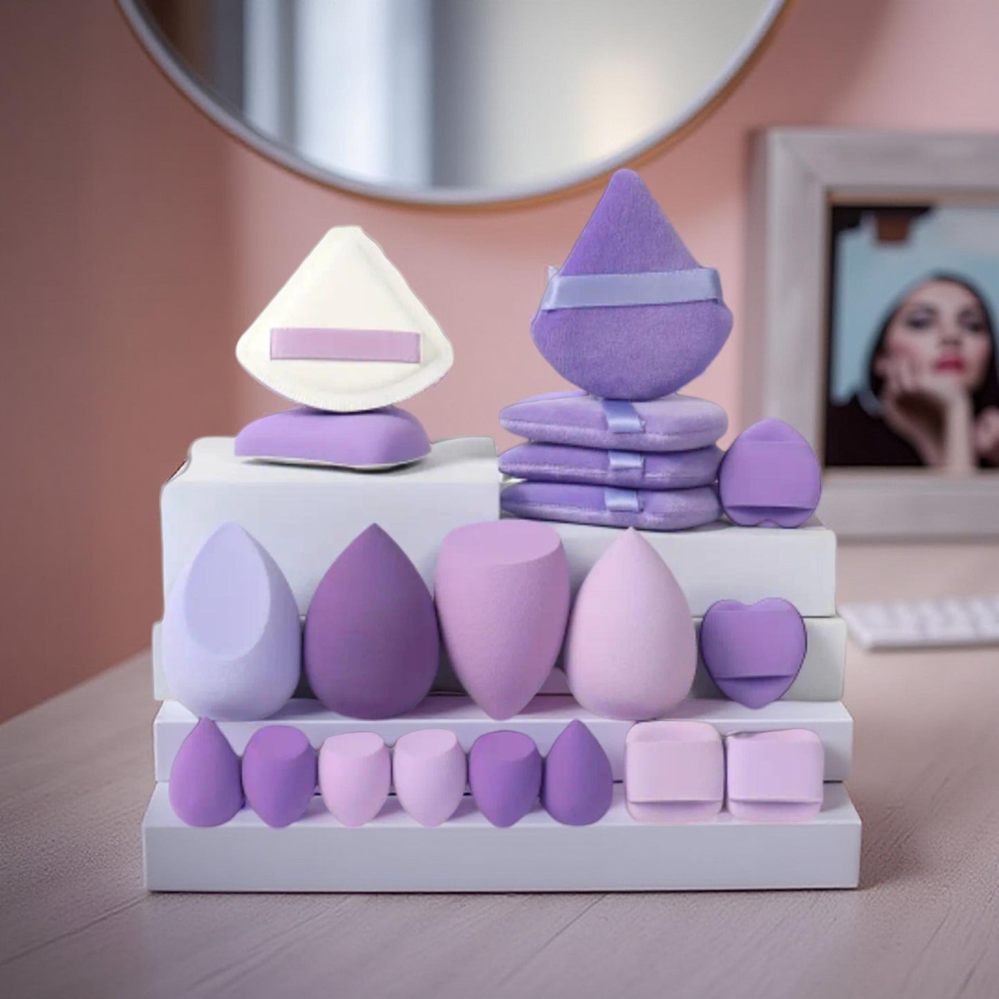 Set of Cat Purple Marshmallows Puffs set - Merch And Co