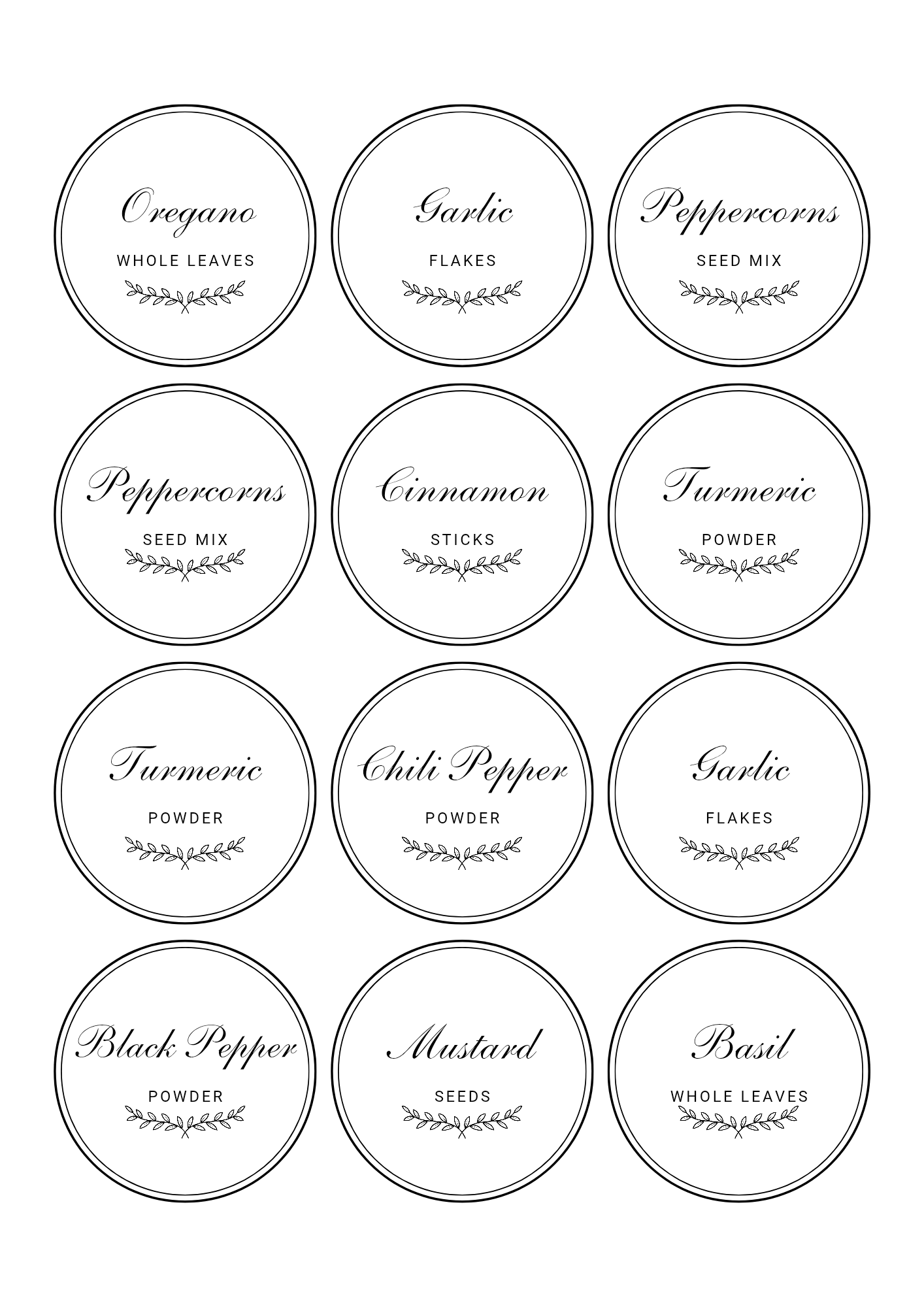 Round Spice Label Editable Templates - Merch And Co