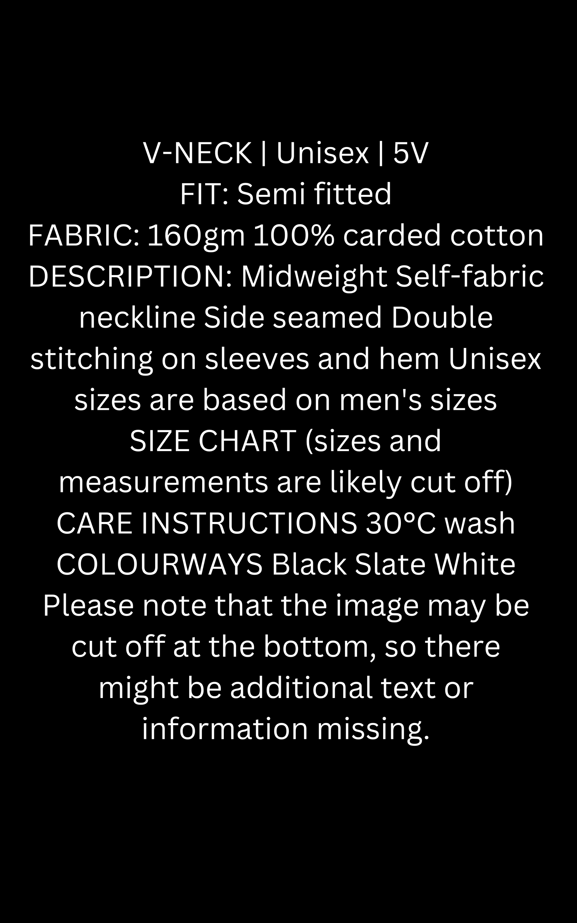 Unisex V-Neck Cotton T-Shirt, Semi-Fitted, 160gm, Black Melange White.