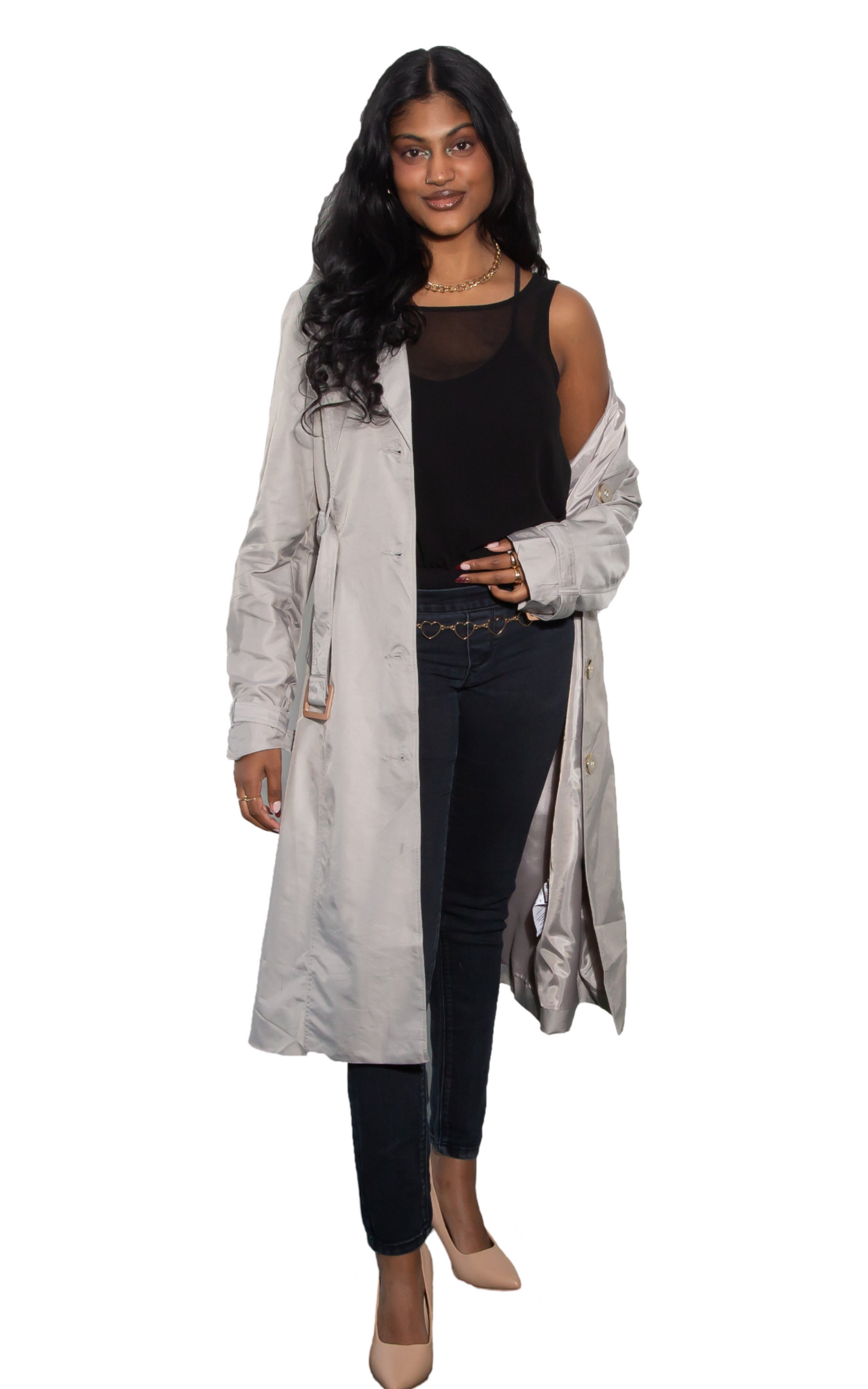 Trench Light Grey Coat - Merch And Co 