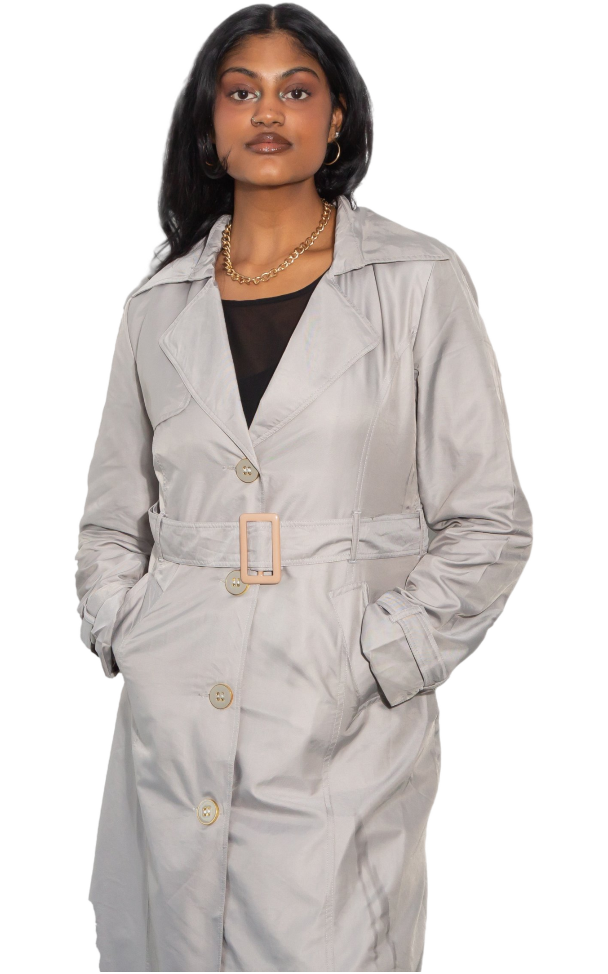 Trench Light Grey Coat - Merch And Co 
