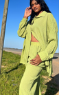 Drop Shoulder Shirt and Wide Leg Pants Set - Merch And Co 