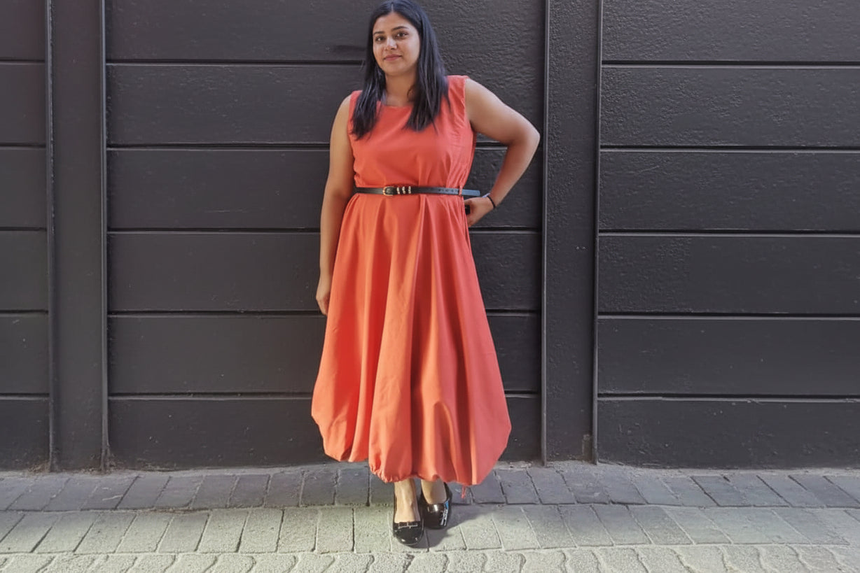 Coral Flowy Mid Dress