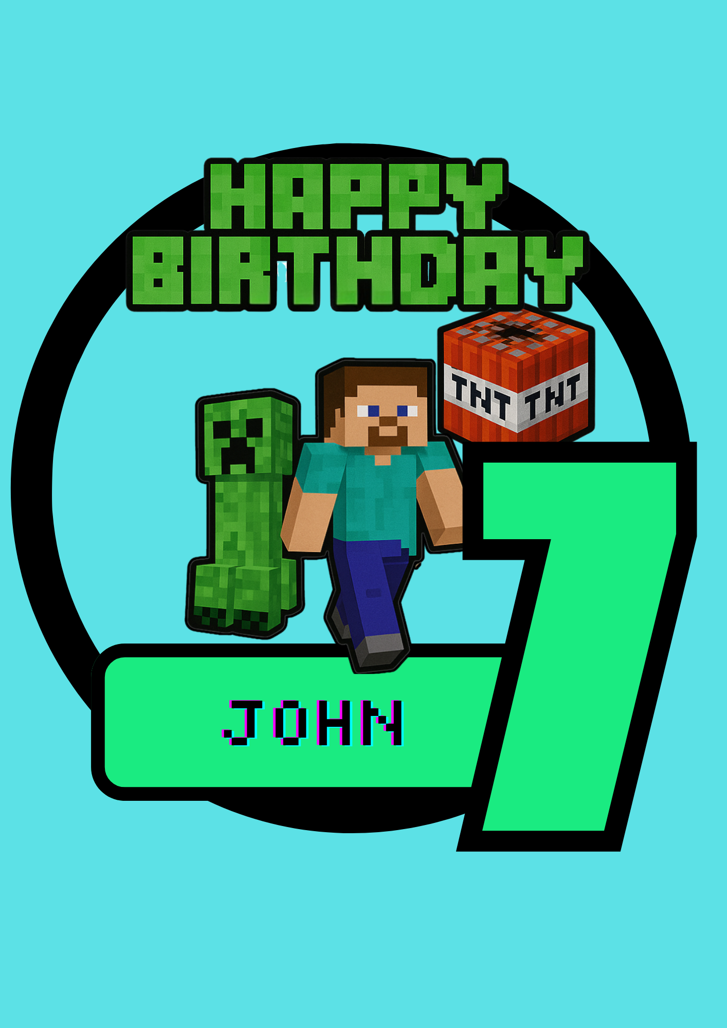 Mine Craft Editable Template for a Cake Topper - Merch And Co 