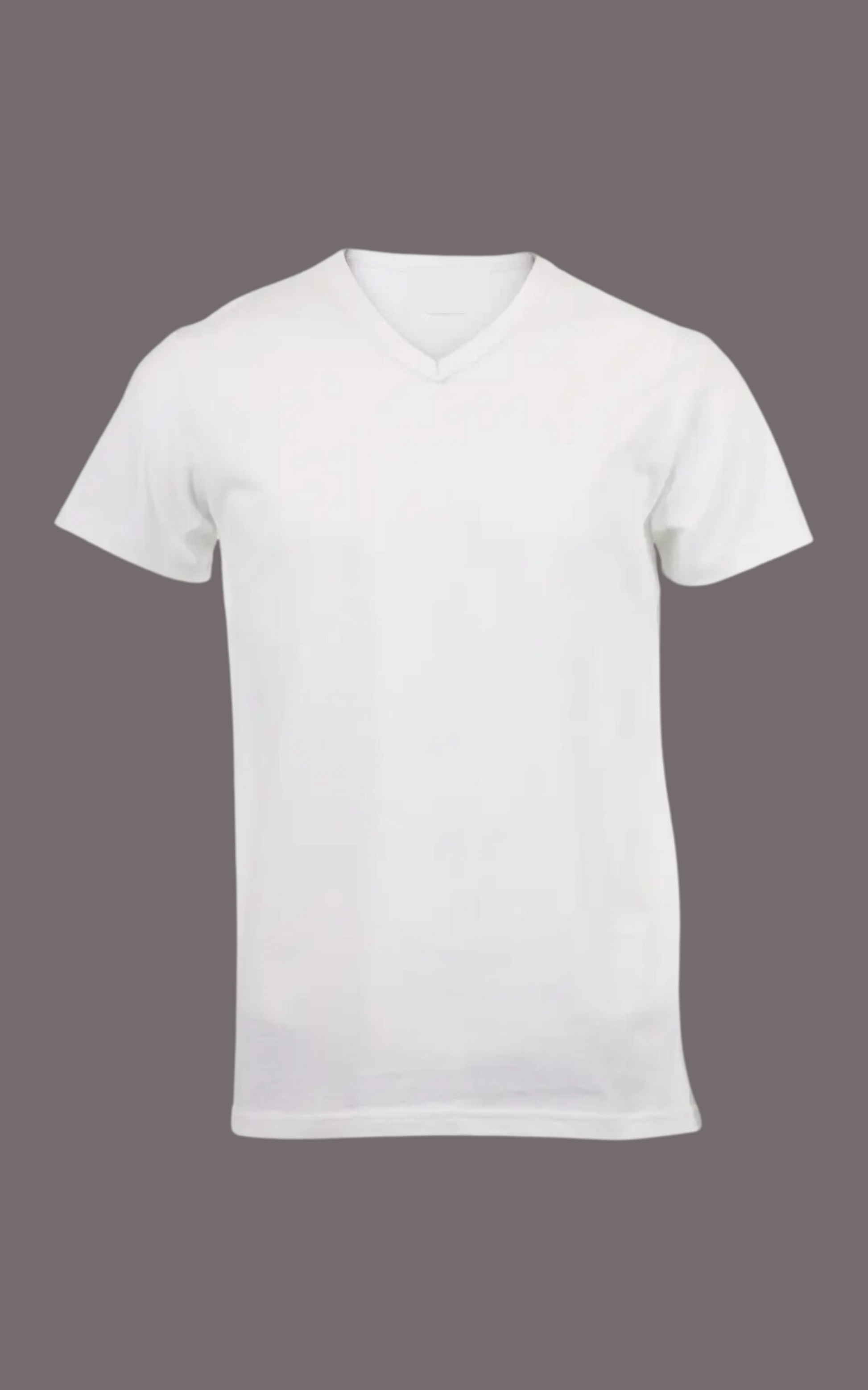 V-Neck cotton T-shirt, semi-fitted, midweight, unisex, white.