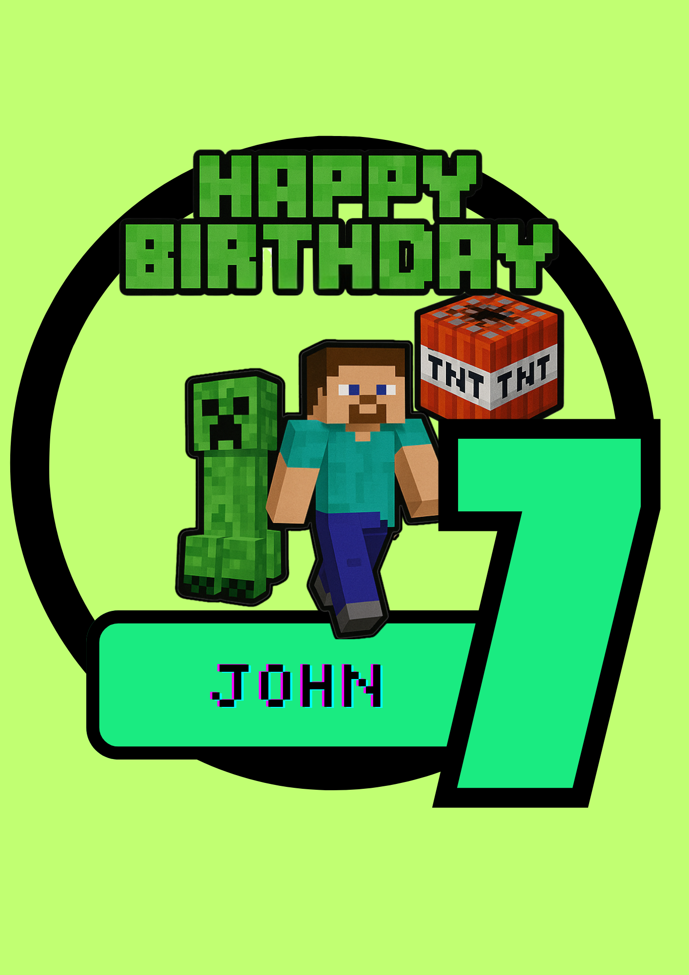 Mine Craft Editable Template for a Cake Topper - Merch And Co 