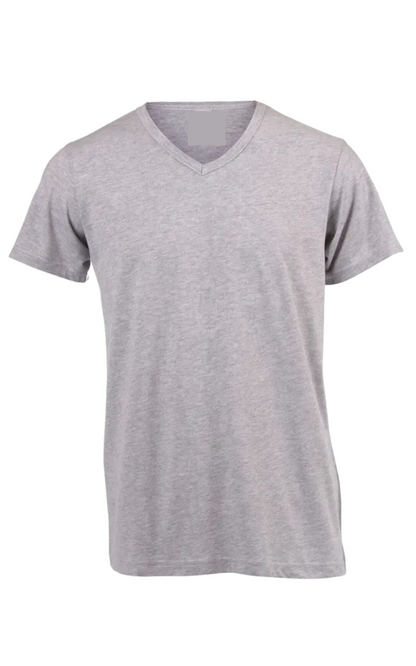 V-Neck Cotton T-Shirt in Melange, unisex, semi-fitted, 100% cotton.