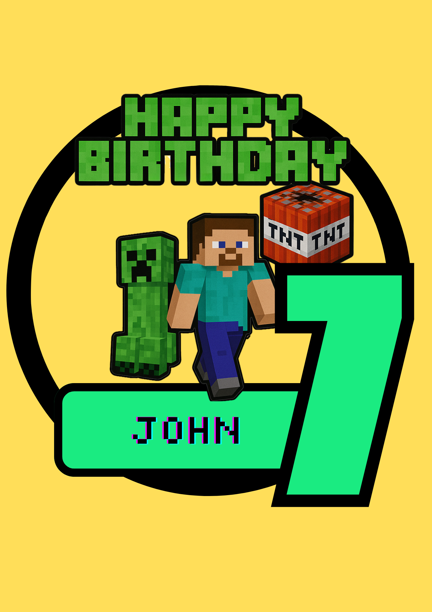 Mine Craft Editable Template for a Cake Topper - Merch And Co 