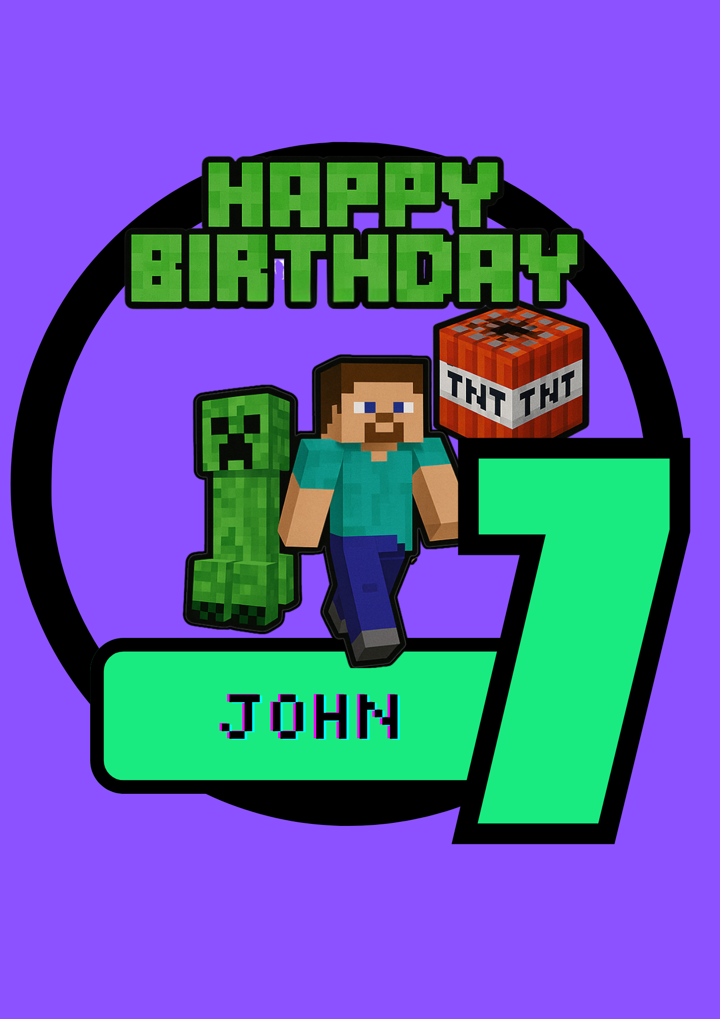 Mine Craft Editable Template for a Cake Topper - Merch And Co 