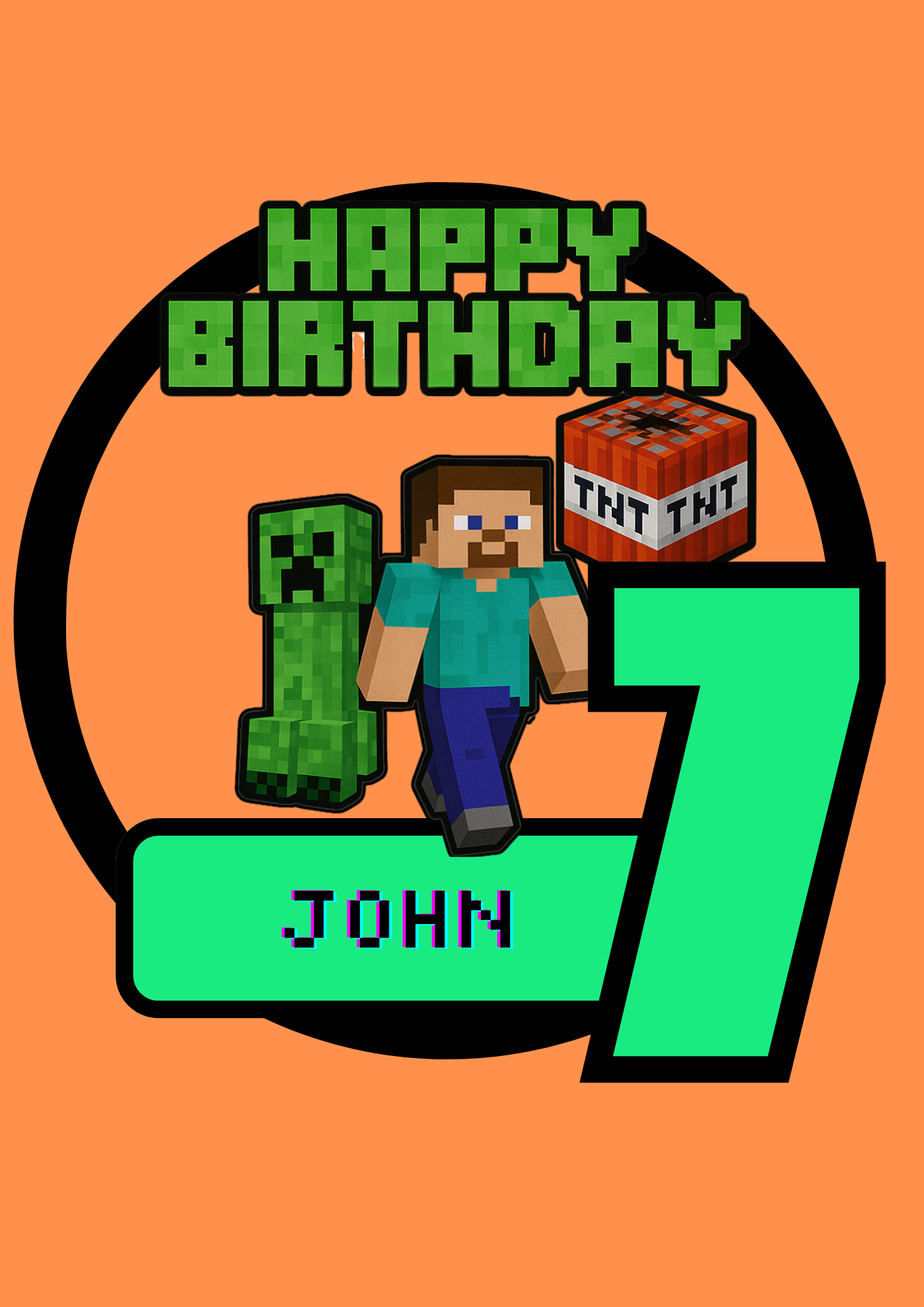Mine Craft Editable Template for a Cake Topper - Merch And Co 