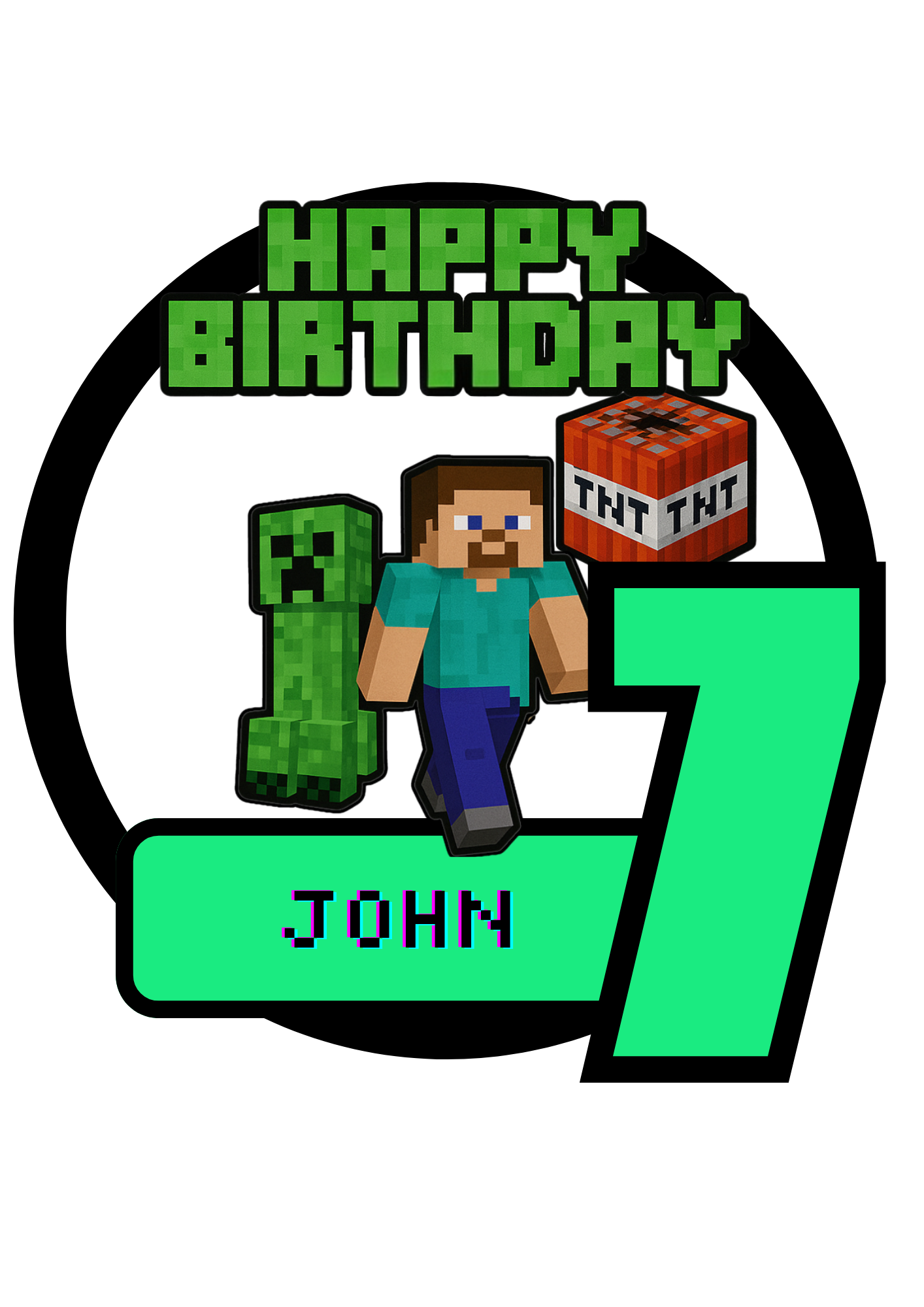 Mine Craft Editable Template for a Cake Topper - Merch And Co 