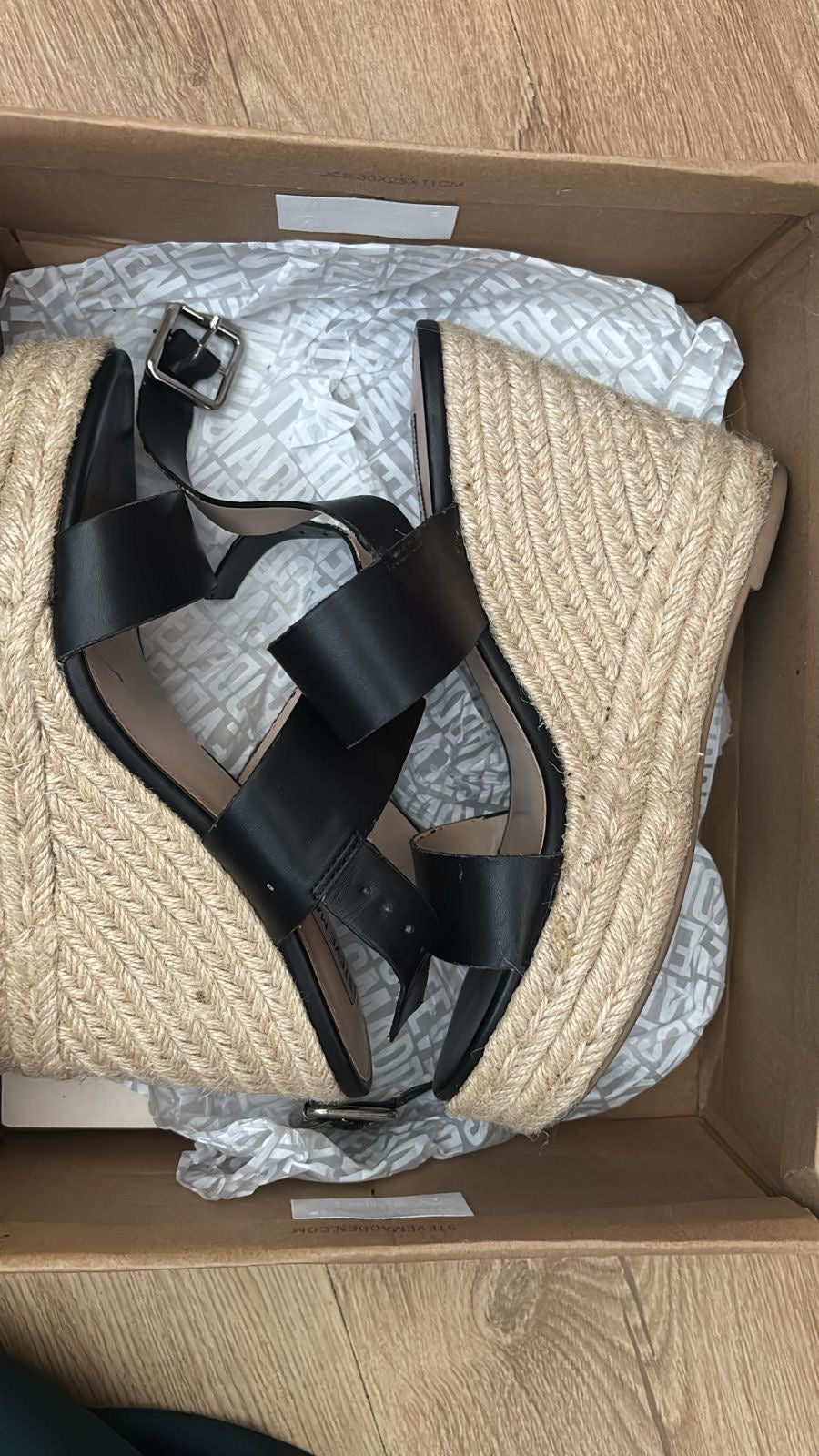 Steve Madden Black Wedge Sandle