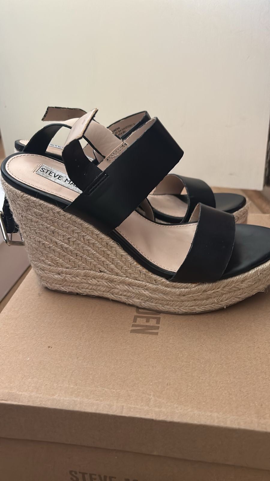 Steve Madden Black Wedge Sandle