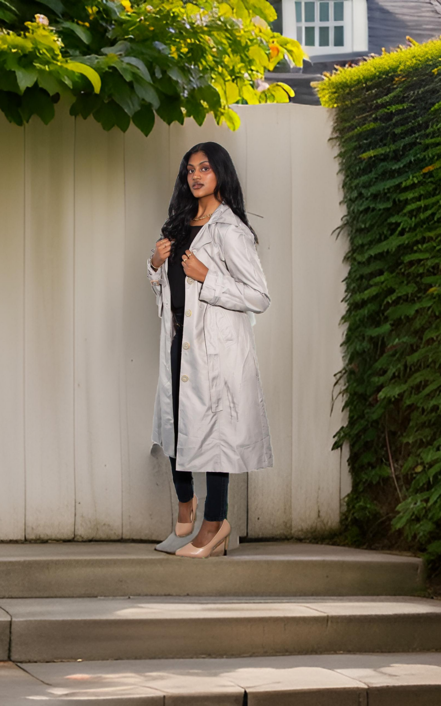 Trench Light Grey Coat - Merch And Co 