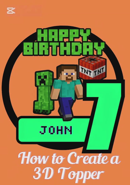Mine Craft Editable Template for a Cake Topper
