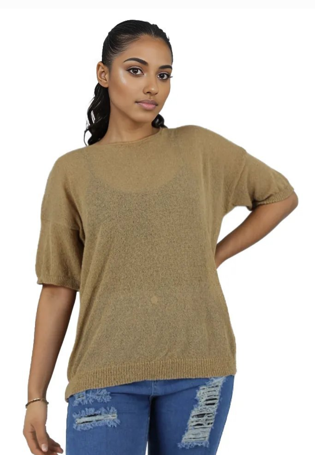 Sheer Loose Short Sleeve Top