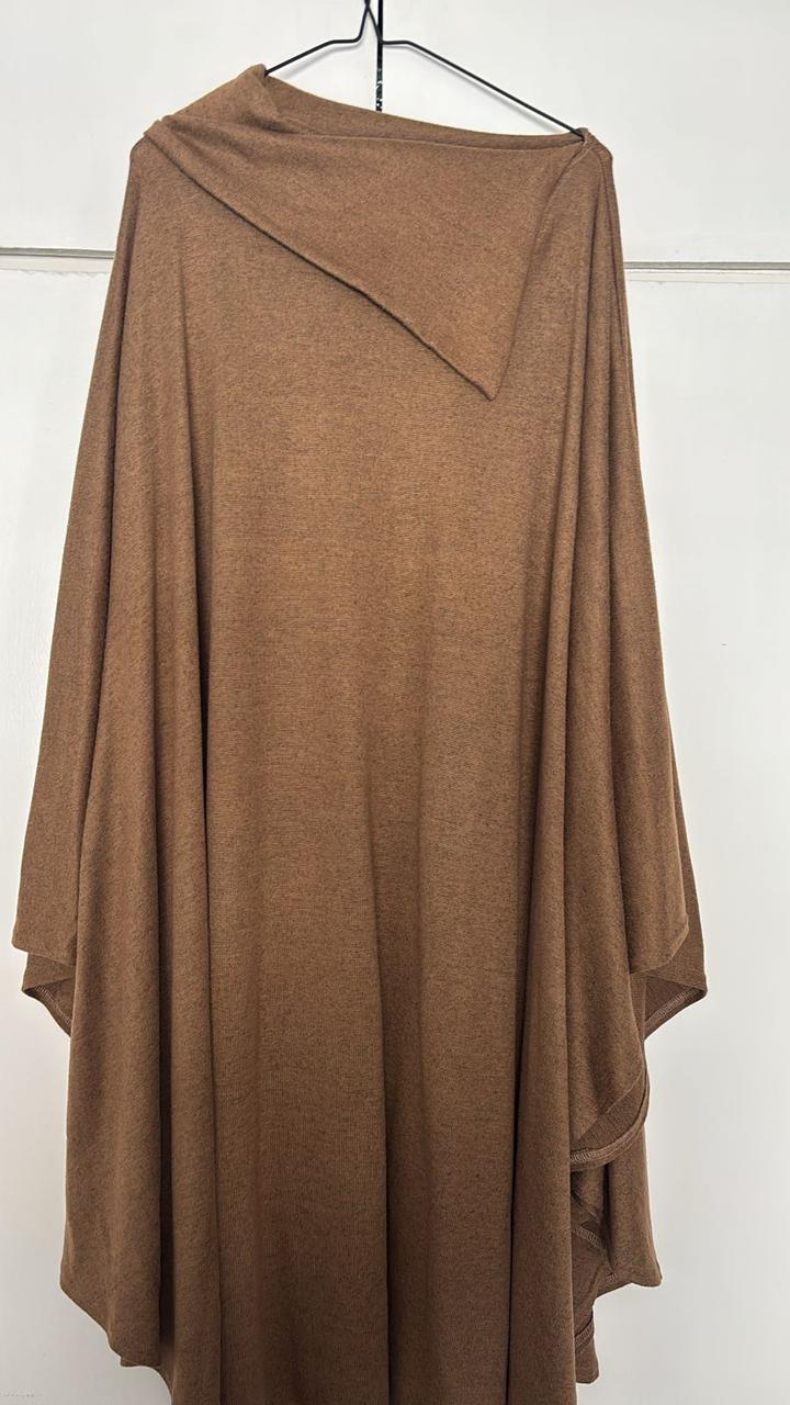 Brown Asymmetrical Poncho Top